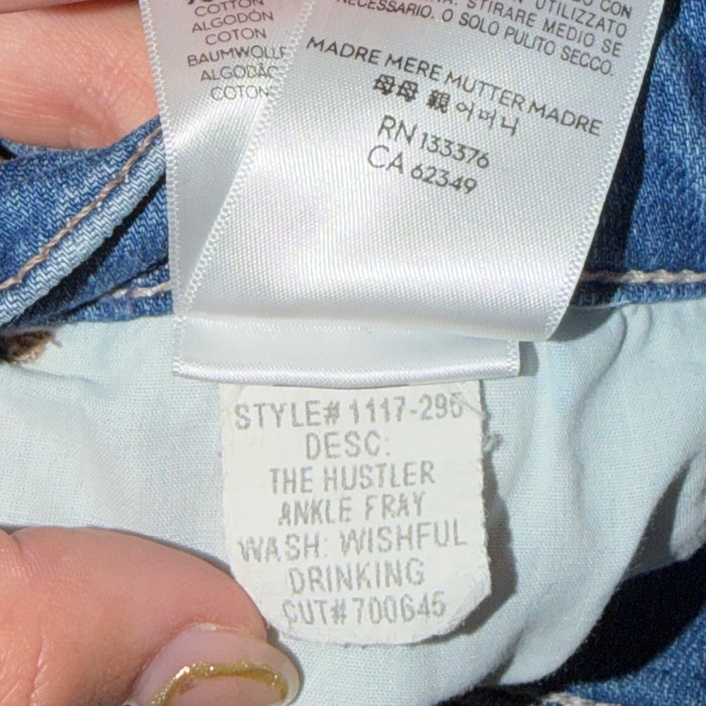 Mother The Hustler Ankle Fray Jeans In Wishful Drinking Size 26 - Picture 7 of 8